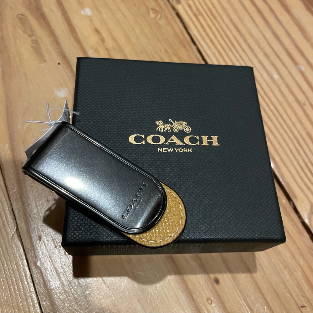 Coach Metallic Black and Gold Money Clip
